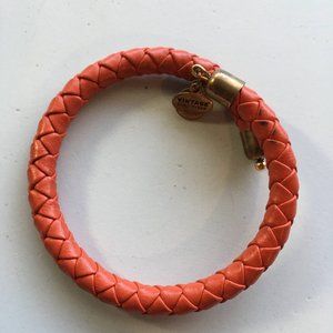 Alex and Ani Red Orange Leather Wrap Bracelet